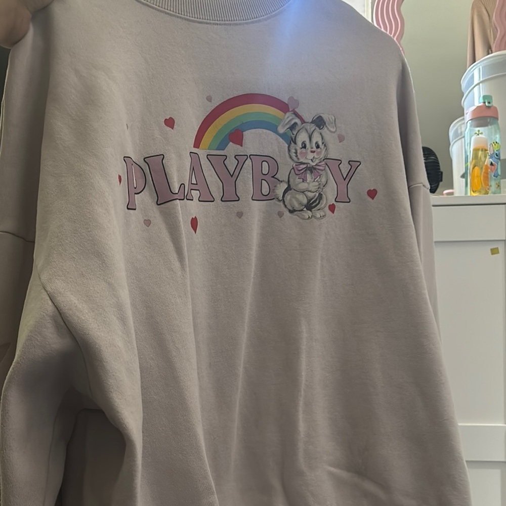 PLAYBOY Cream Sweatshirt Casual Hoodie